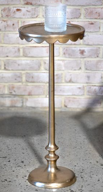 Ant. Brass Scallop Edge Side Table