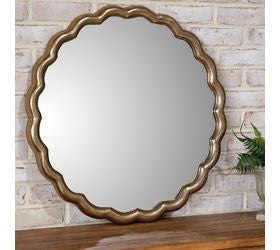 26.5 Ant. Brass Scallop Edge Mirror