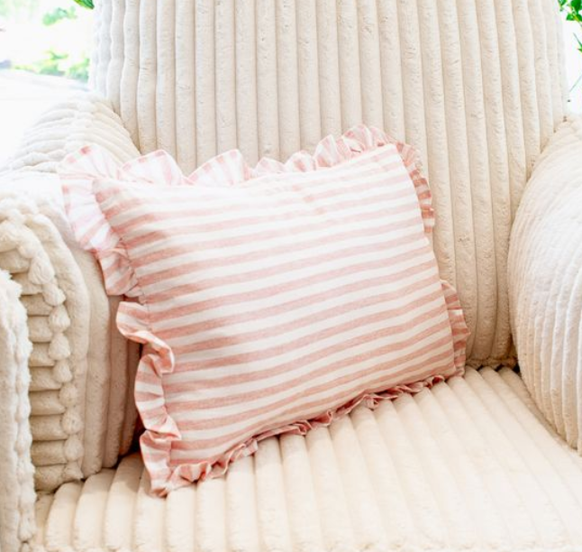 12 X 20 Pink/wht Heart Stripe Pillow