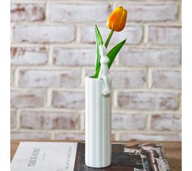8.75h White Skinny Bunny Vase