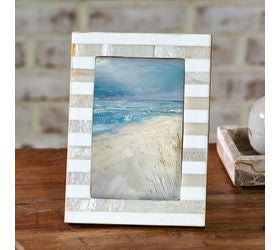 4 X 6 Beige Stripe Resin Photo Frame