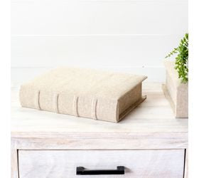 11" Beige Linen Storage Book
