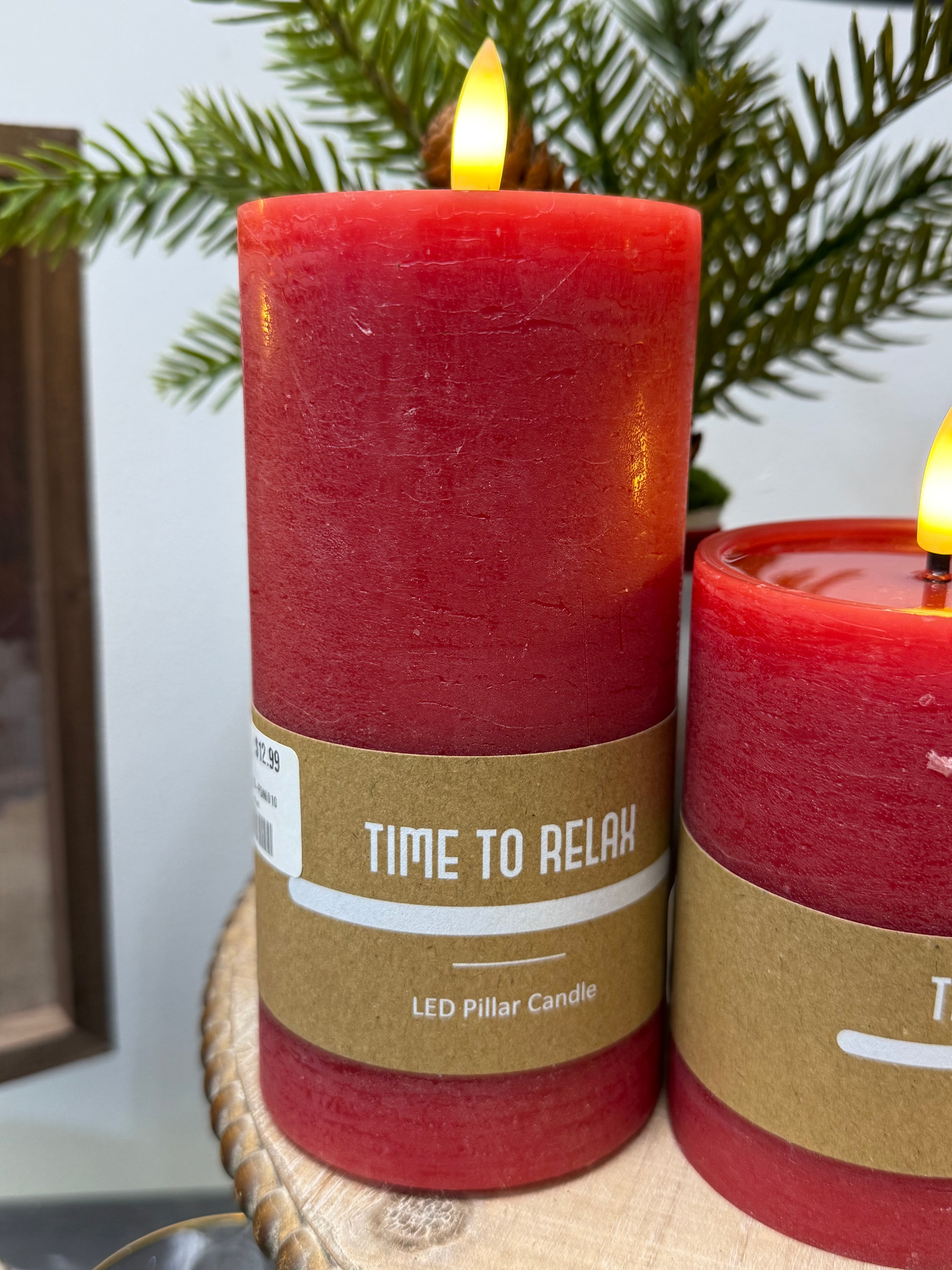 6 Red Led Pillar Candle