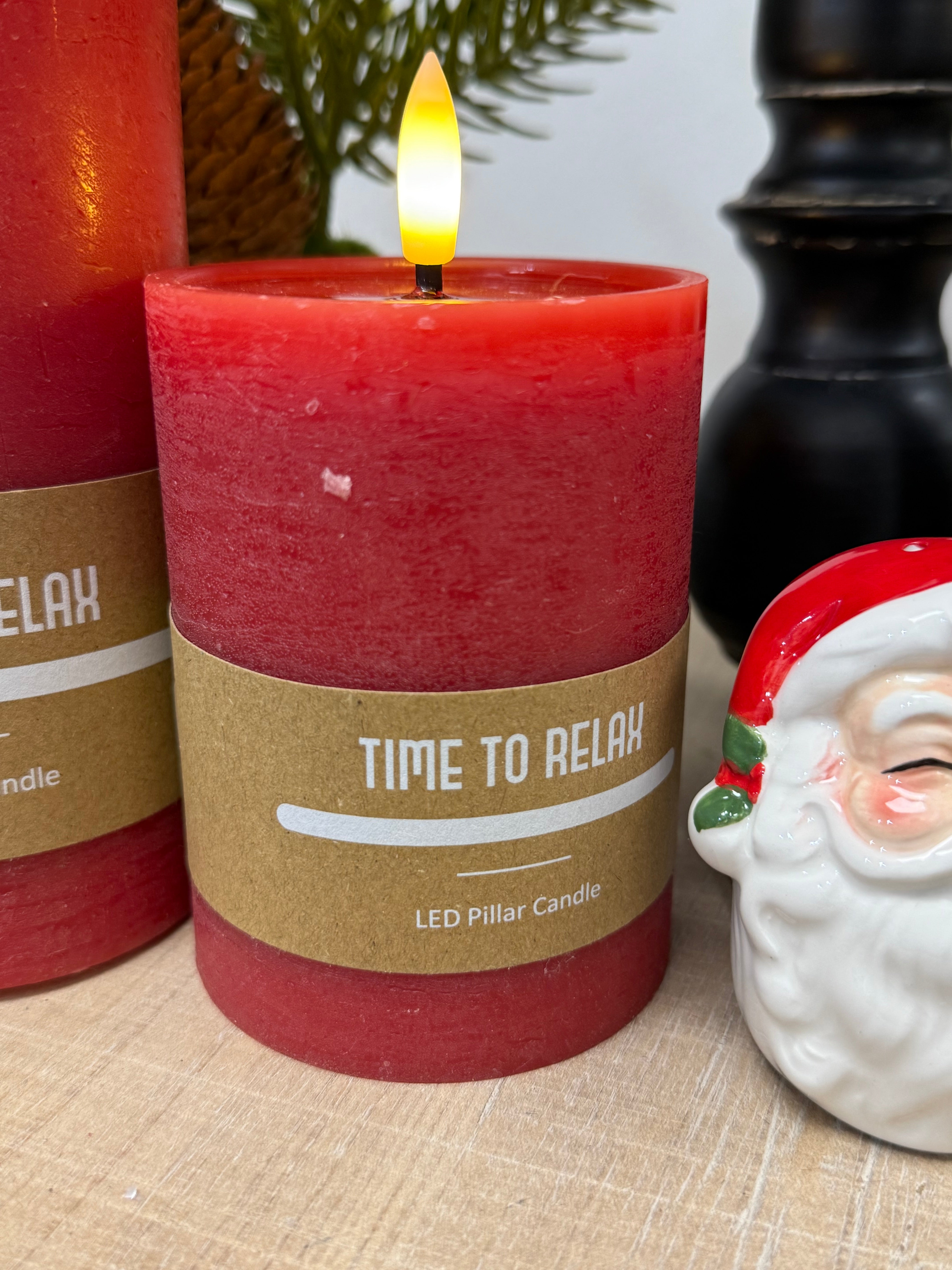 4 Red Led Pillar Candle