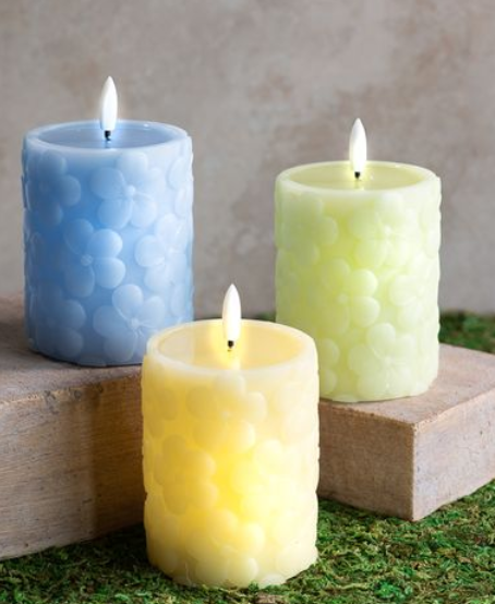 *inner* 4 3 Asst. Pastel Led Pillar Candles
