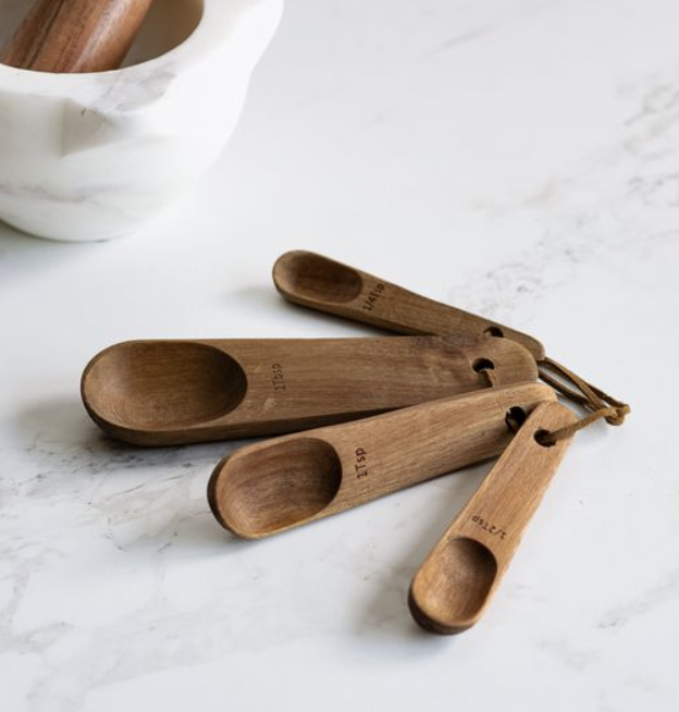 S/4 Acacia Wood Meas. Spoons