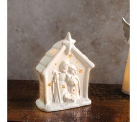 5.5h Led Ceramic Nativity