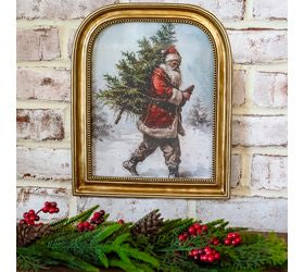 12 Antique Gold Santa Tree Frame