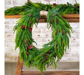 28 Mixed Green Cascading Wreath