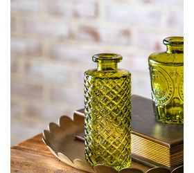 *inner* 5 Olive Green Diamond Pattern Bud Vase