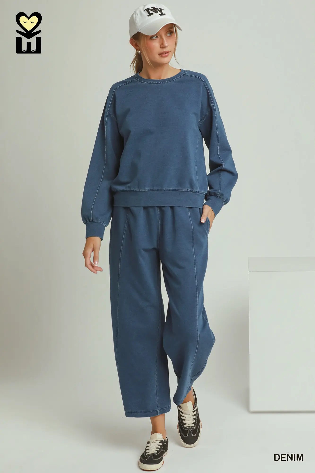 Denim Knit Crewneck Pullover