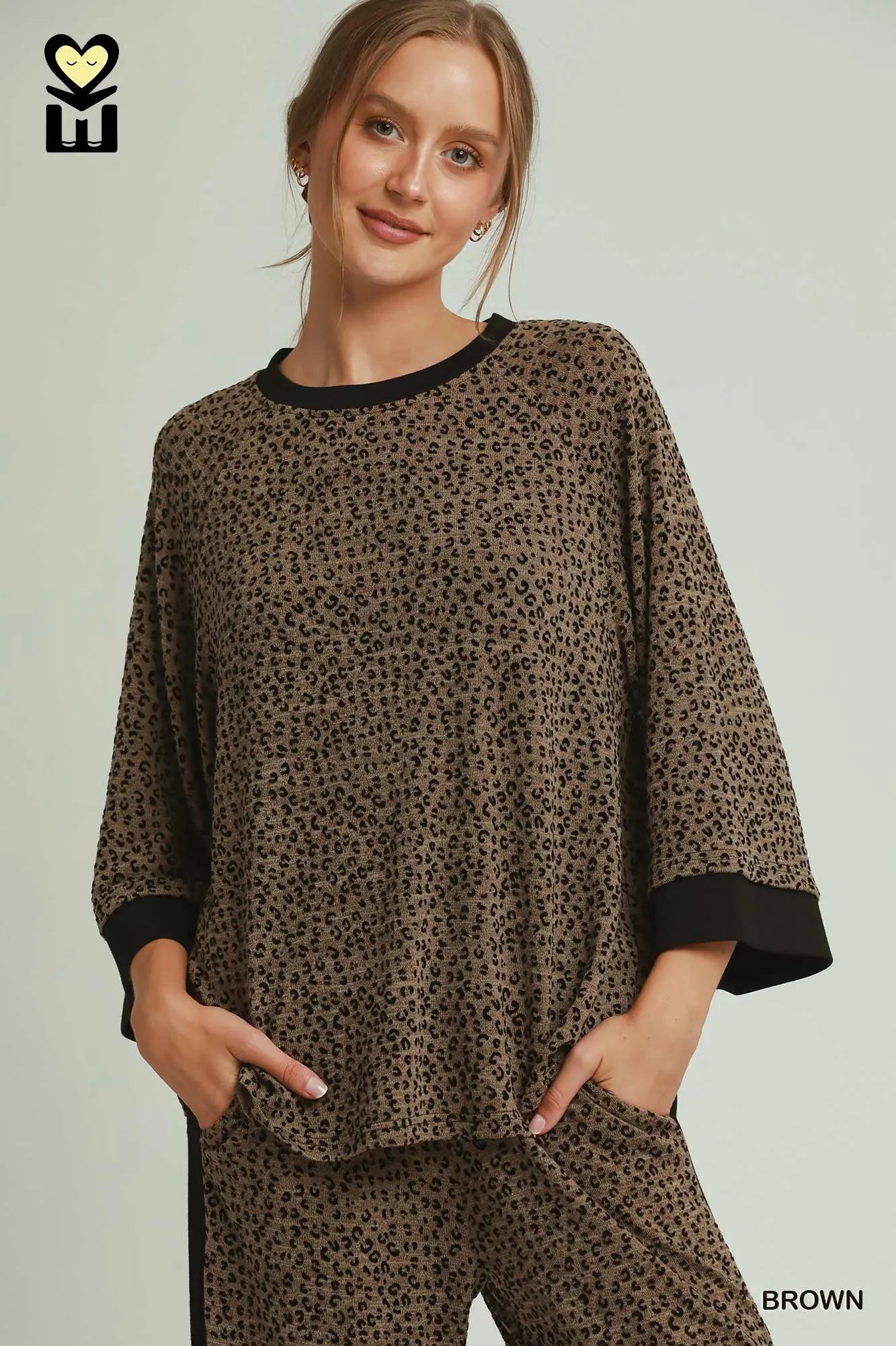 Leopard Prnt 3/4 Sleeve