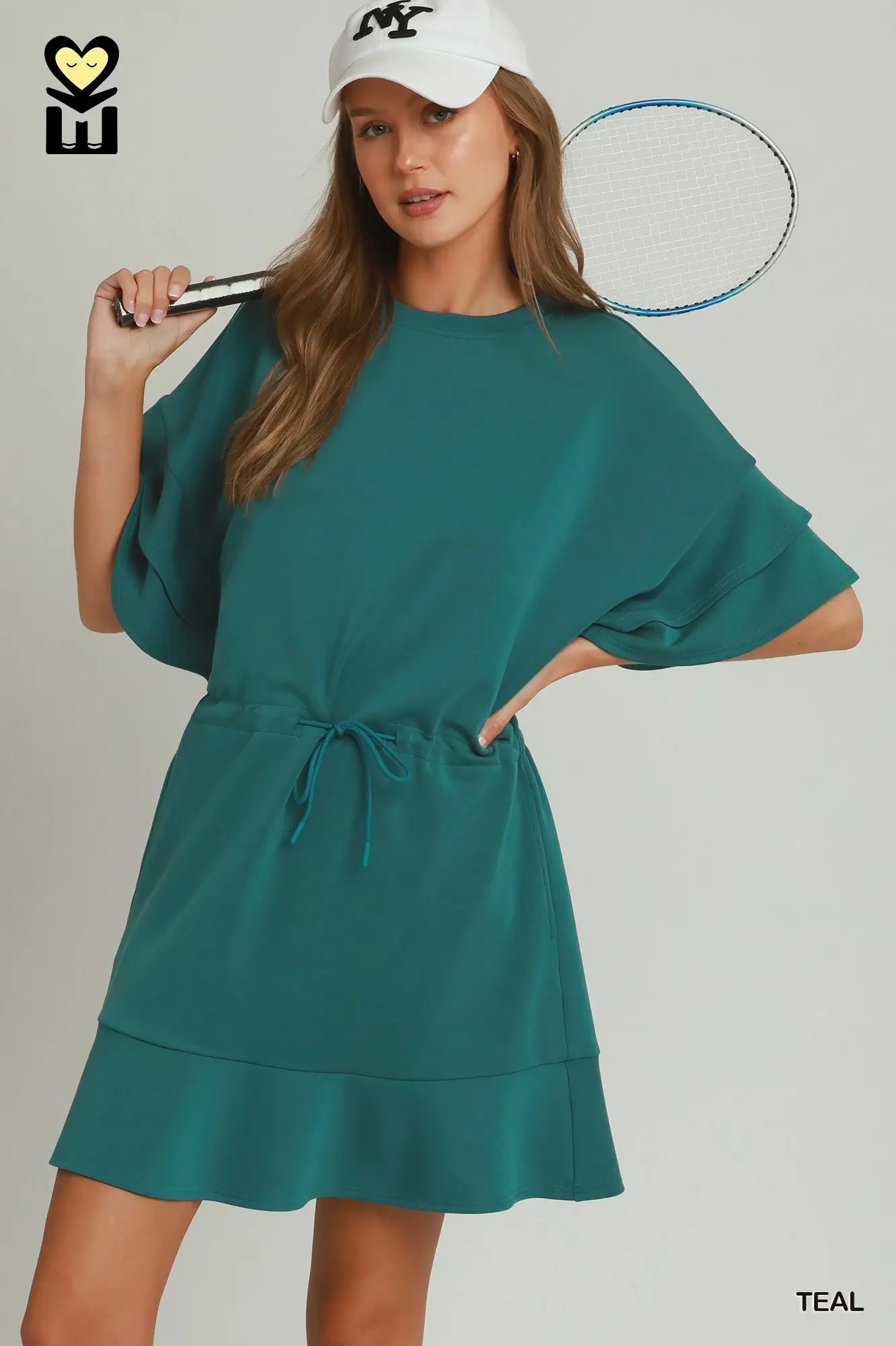 *FINAL SALE* Ruffle Sleeve Drawstring Mini Dress