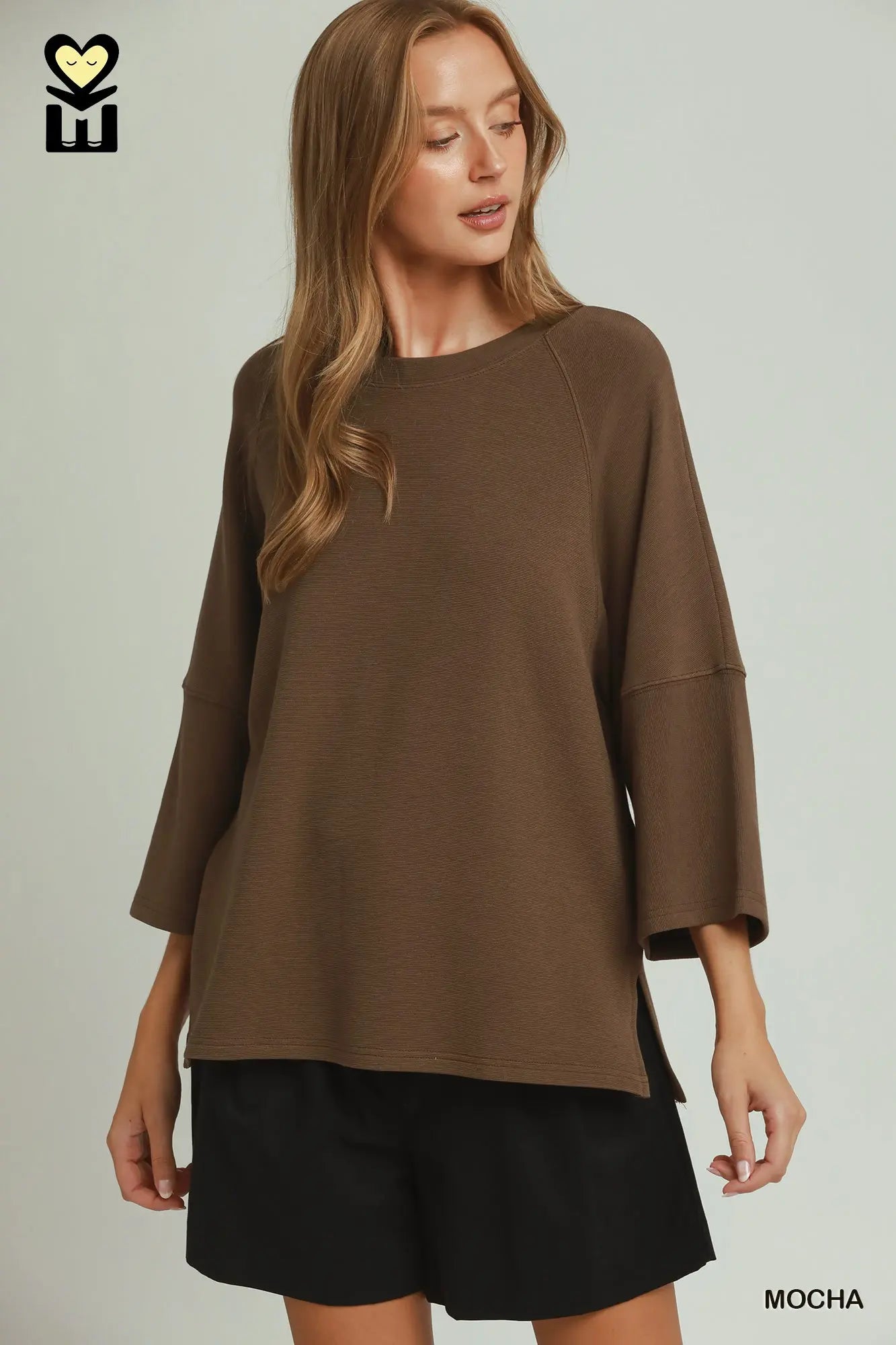 Solid Raglan Sleeve Oversized Top