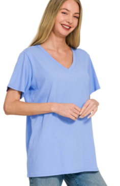 Cotton Short Sleeve V-neck Tee
