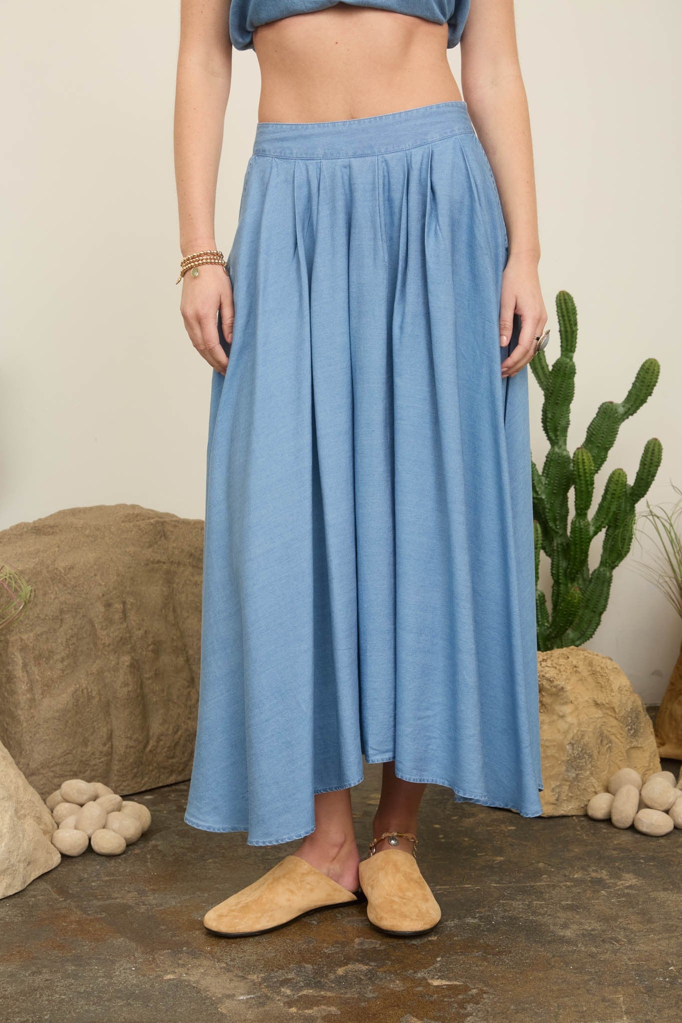 Pleated Midi Skirt