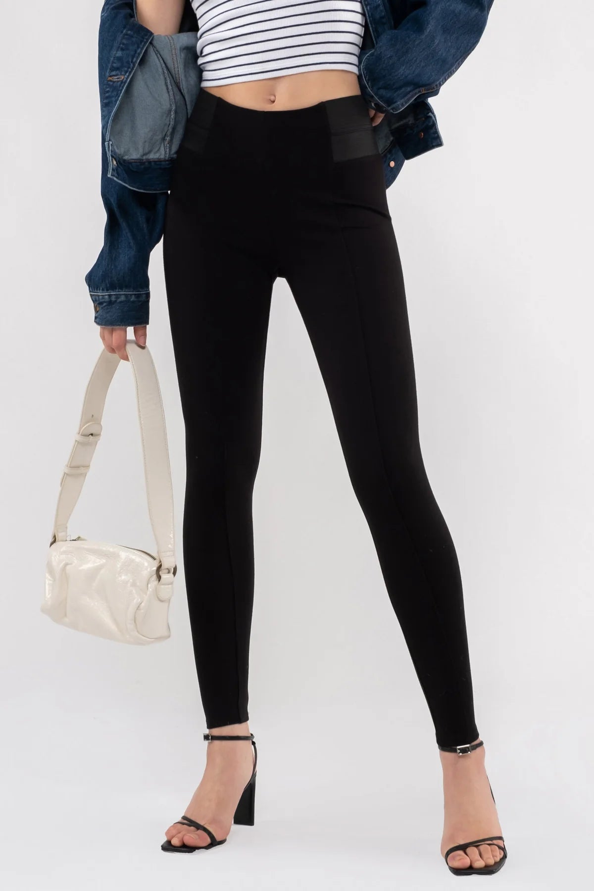 FINAL SALE - Elastic side skinny black pants