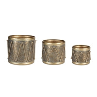 Drum Container 6.25"d X 5.25"h, 8"d X 7"h, 9.5"d X 8.5"h Metal/rope