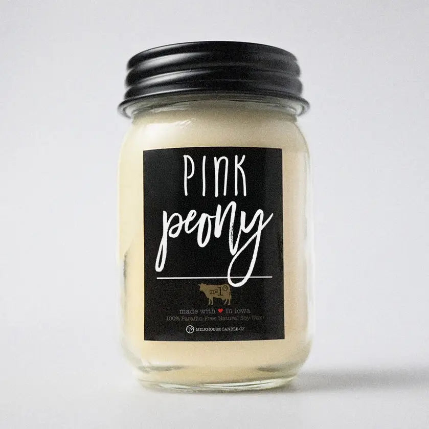 Farmhouse Mason Jar 13 Oz: Pink Peony