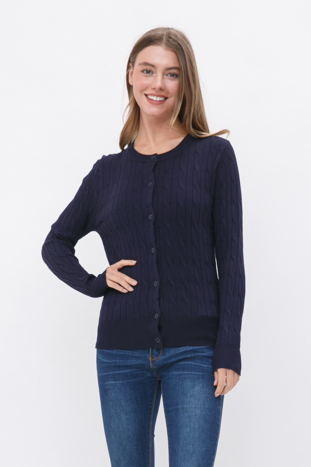 FINAL SALE - Crew Neck Button Cardigan