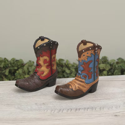 Resin Cowboy Boot Piggy Bank