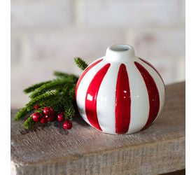Red/white Stripe Dolomite Vase