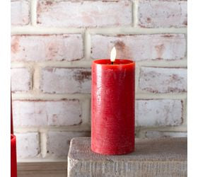 Red Led Pillar Candle 6"