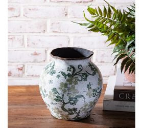6.5 2 Tone Green Floral Vase