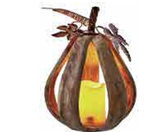 Small Tall Wood Ribbed Pumpkin