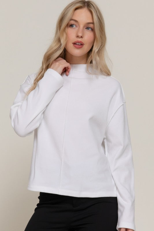 Seamed Mock Neck Top
