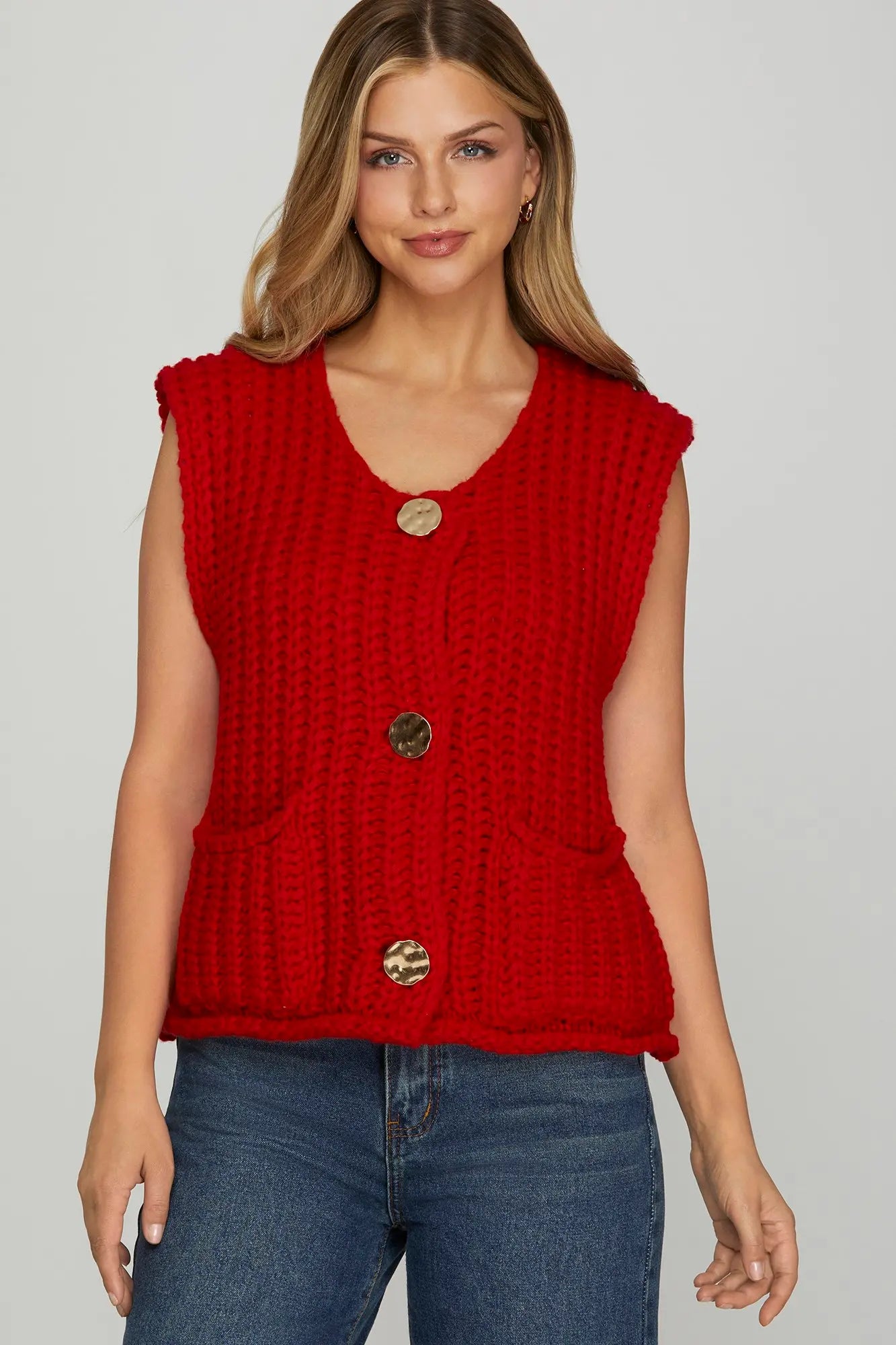 Sleeveless Chunky Sweater Vest