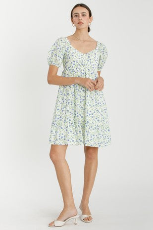 Floral Print Babydoll Mini Dress