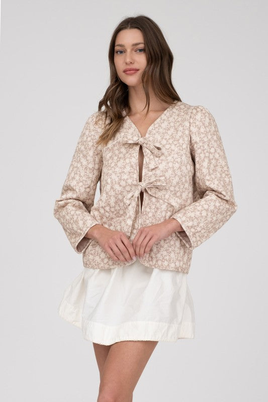 Floral Front Tie Jacket
