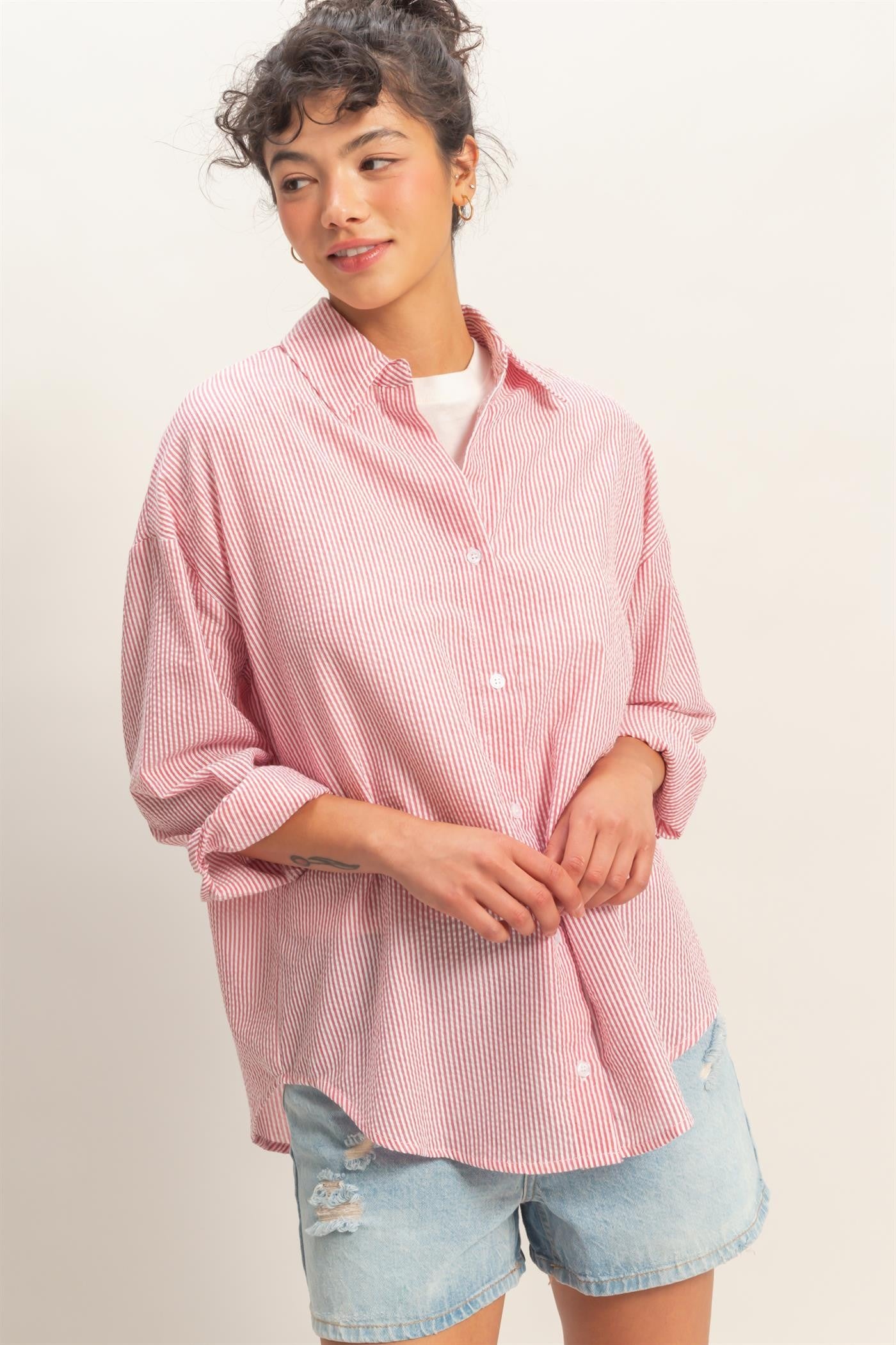 Striped Button-Up Shirt