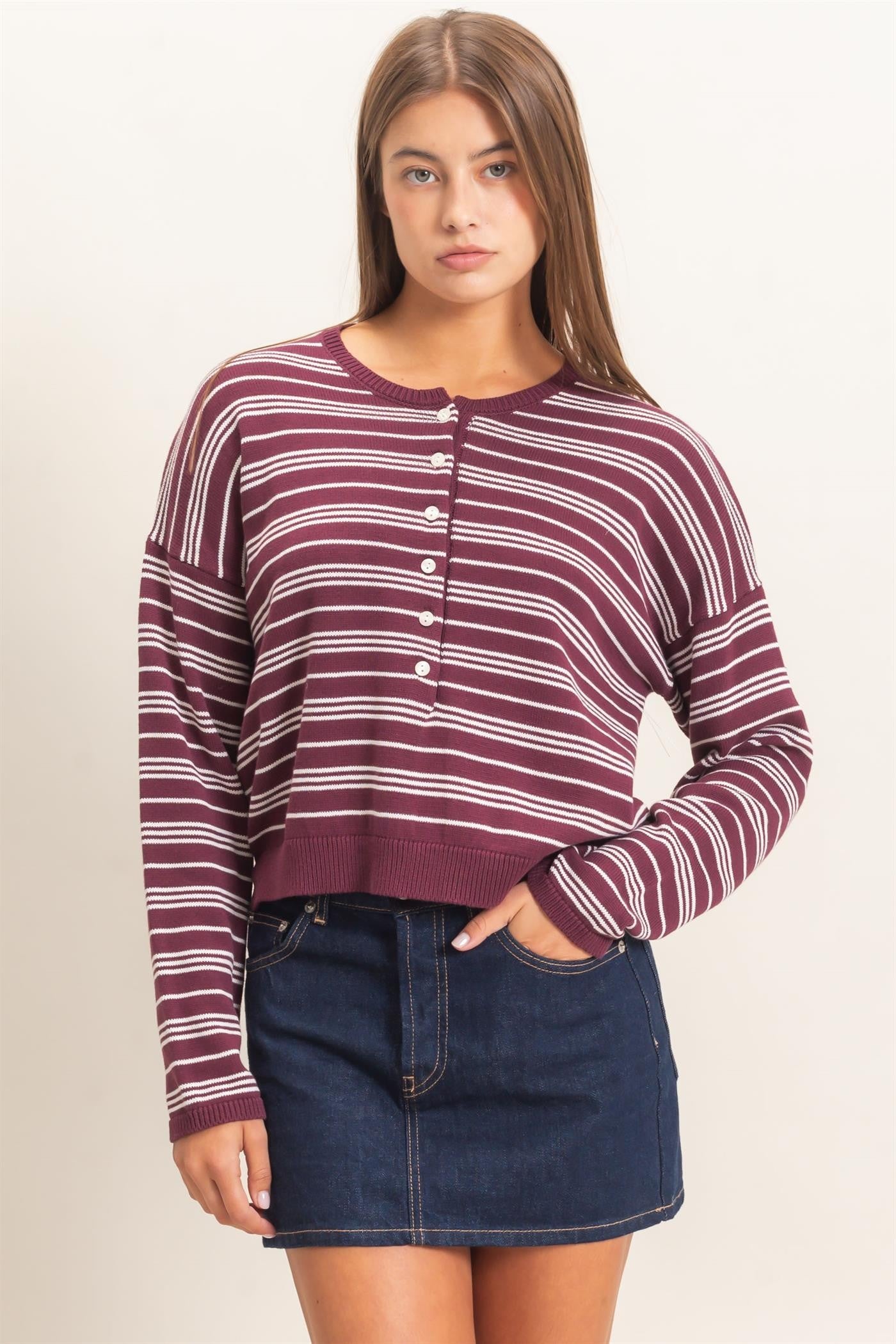 Striped Henley Sweater