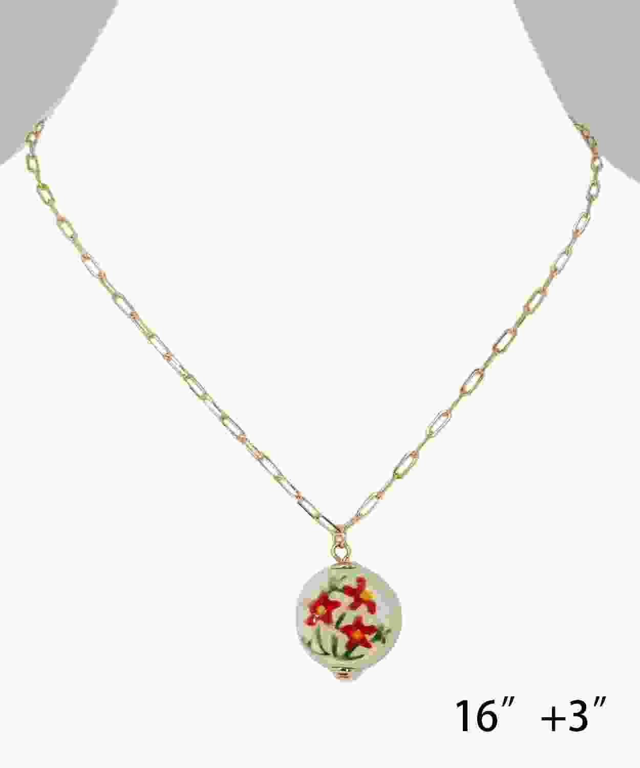 Flower Ceramic Pdt Clip Chain Necklace