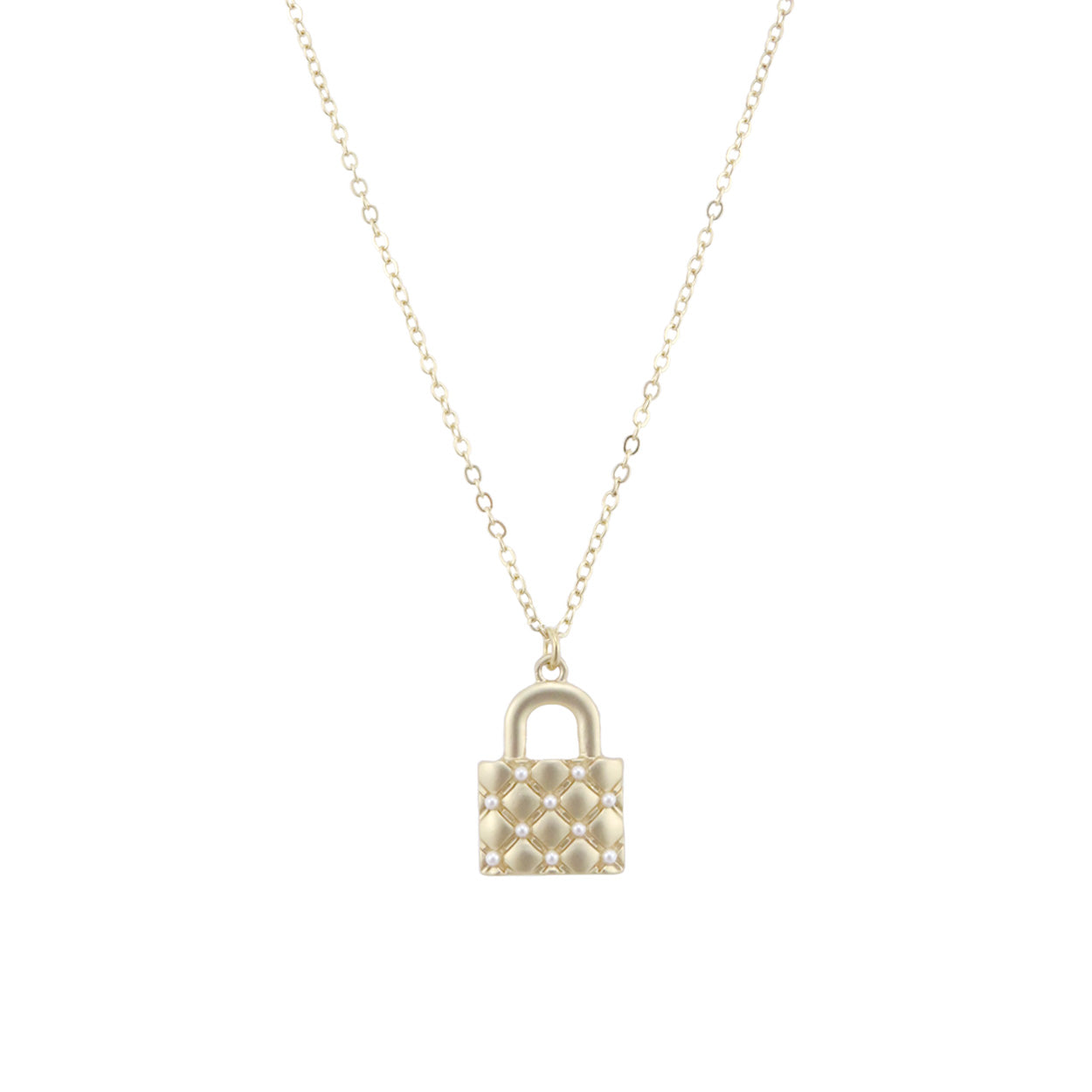 Quilted Pearl Purse Necklace