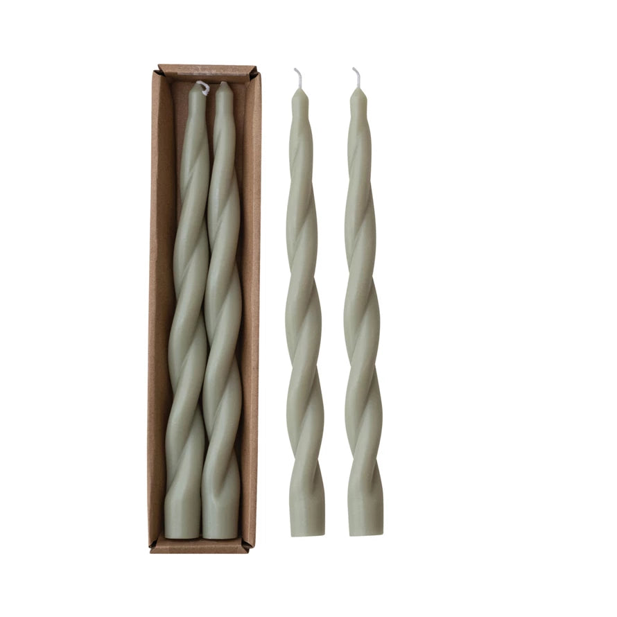 Twist Taper Candle, Grey