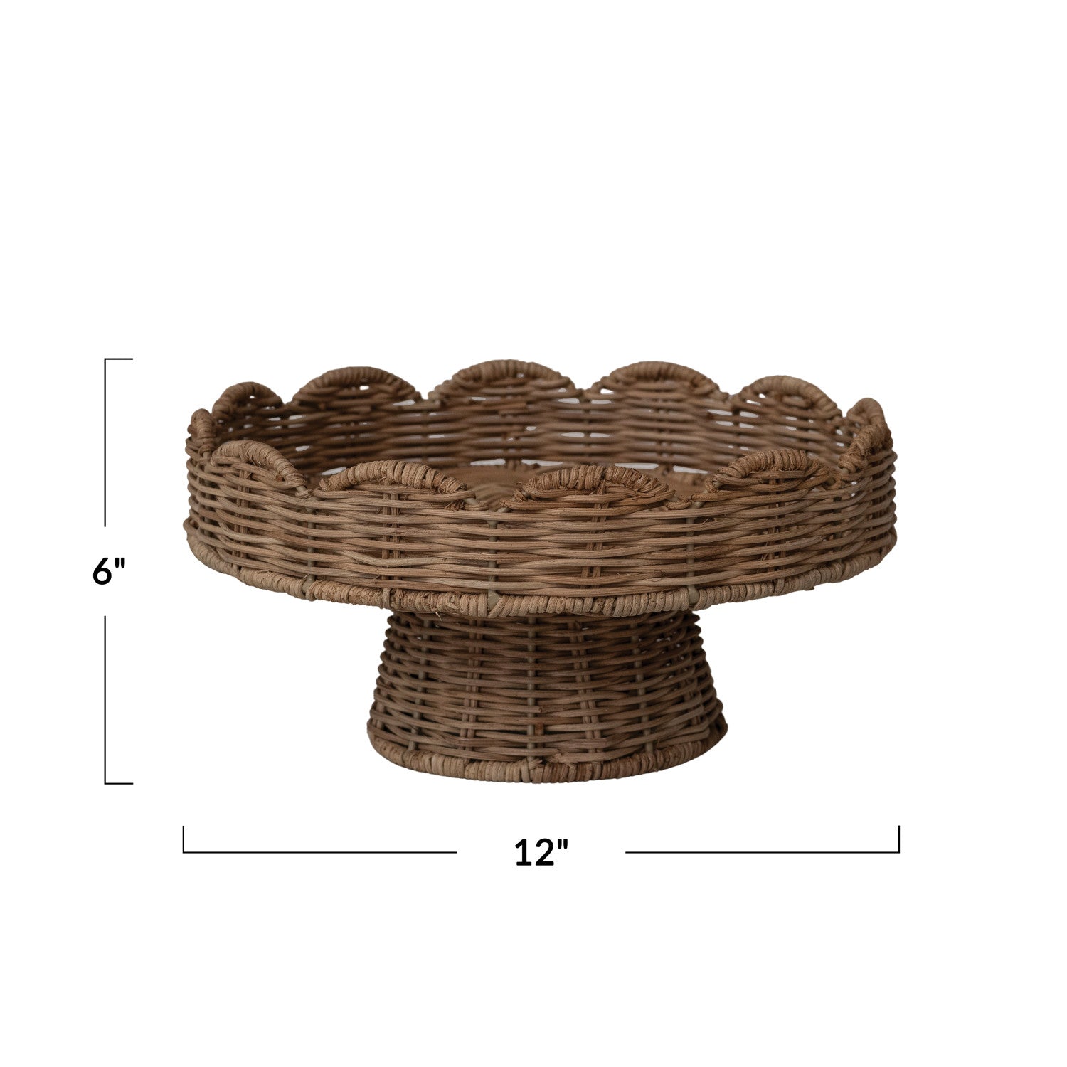 Decorative Hand-woven Rattan Scalloped Footed Pedestal