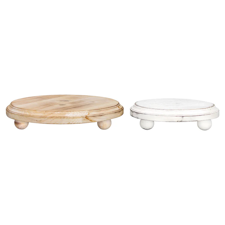 White And Natural Round Stands