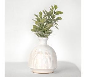 6" White Stripe Vase