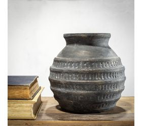 8.25" Black Terracotta Stripe Vase