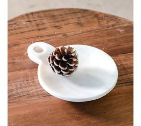 6" White Rd Shallow Marble Dish