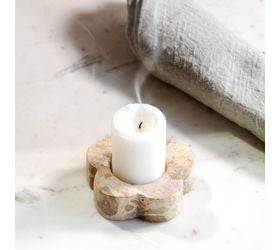 Beige Marble Flower Tealight Holder