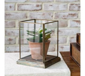 7.5"h Aged Antique Glass Displayer