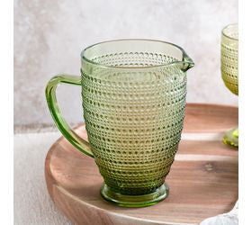 7.3" Green Dot Glass Pitcher