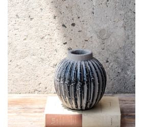 7"  Tan Ribbed Vase
