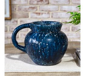 11 X 8" Blue Textured Pitcher Vase