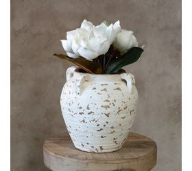 8.5" Vintage White Terra Cotta Vase
