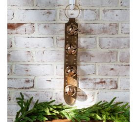 20" Brass Antique Bells On Leather Strap